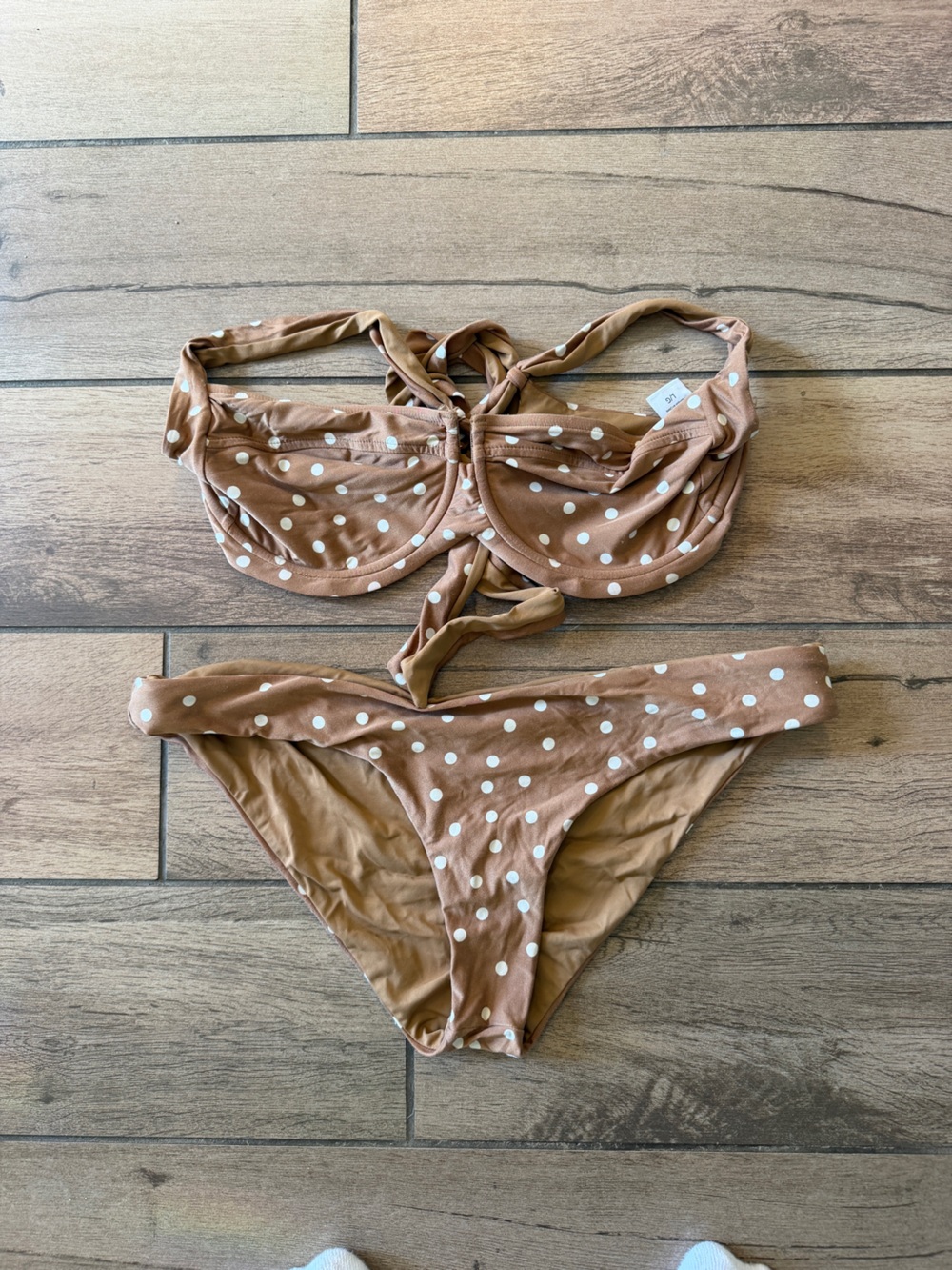 l*space Tan with White Polka Dot Bikini Set